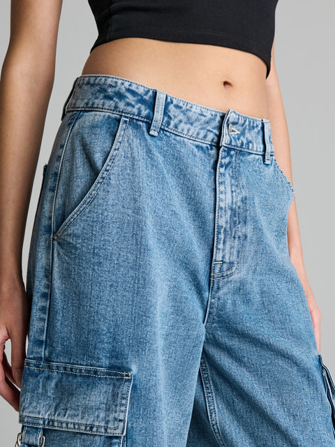 Sinsay Women's Blue Wide leg High Waist Cargo Fit Jeans | Sinsay in Lebanon
