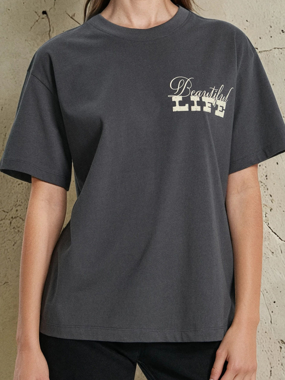 Sinsay Women's Medium Grey Short-Sleeved Cotton T-Shirt | Sinsay In Lebanon