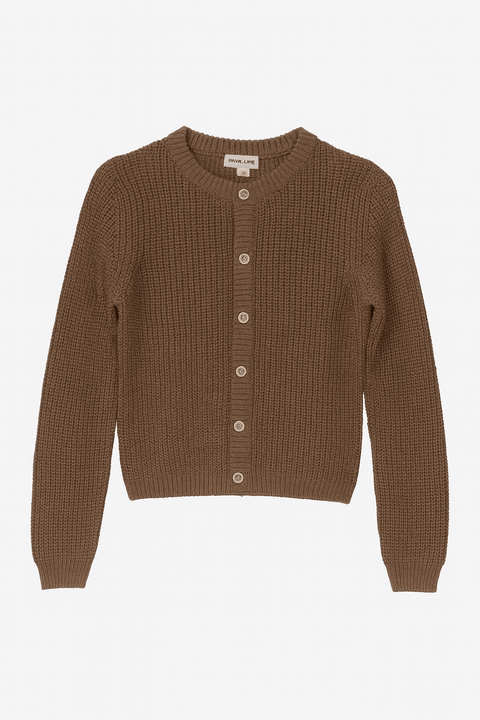 POMPdeLUX Girl's Brown Buttoned Cardigan |POMPdeLUX in Lebanon
