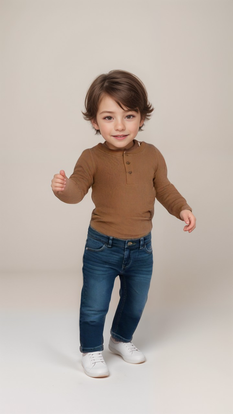POMPdeLUX Boy's Tan Houston Lt Long-Sleeve Blouse |POMPdeLUX in Lebanon