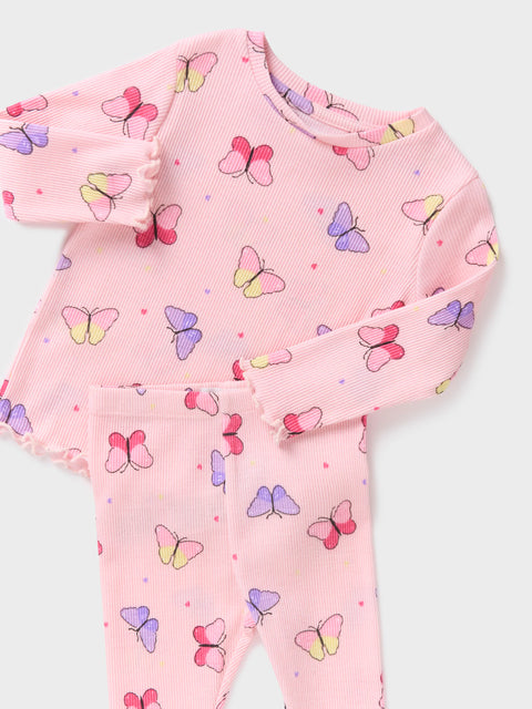 Sinsay Baby Girl's Pastel Pink Butterfly Pajama Set | Sinsay In Lebanon