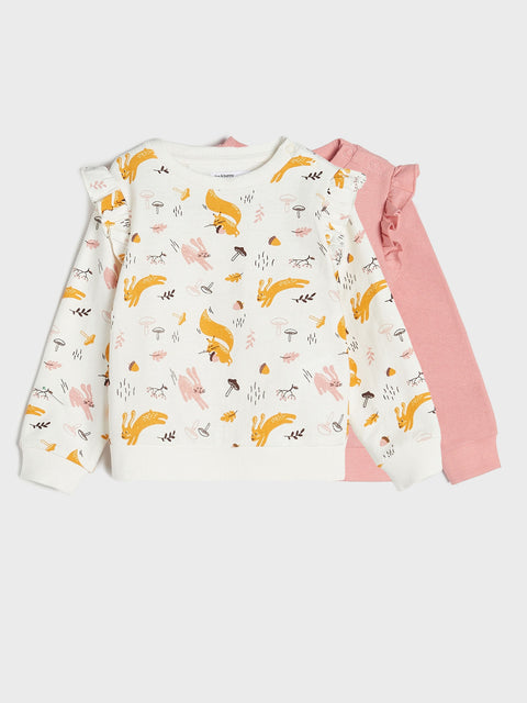 Sinsay Baby Girl's Dusty Rose/Off White Sweatshirts 2-pack | Sinsay In Lebanon