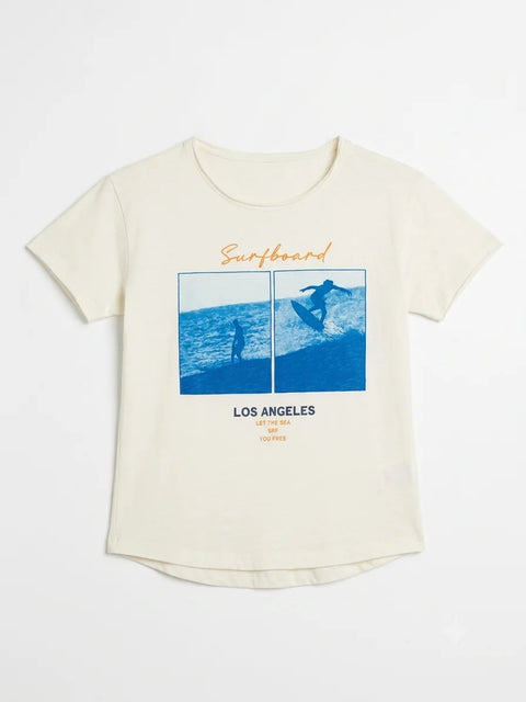 Zara Boy's White Surfboard Graphic T-Shirts | Zara In Lebanon