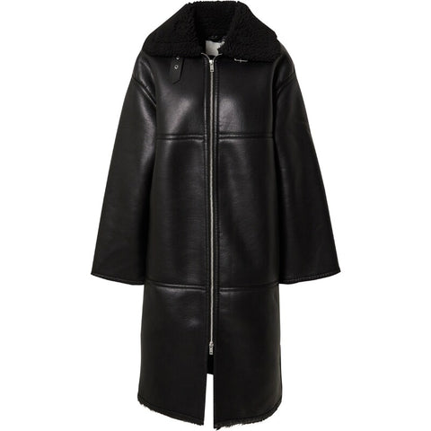 LeGer Women's Black Leather Victoria Coat |LeGer In Lebanon