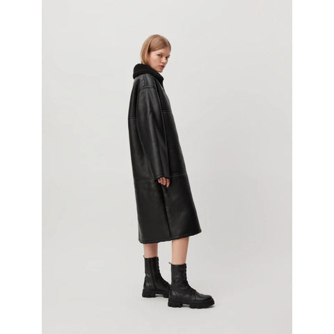LeGer Women's Black Leather Victoria Coat |LeGer In Lebanon