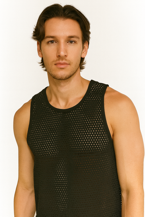 Forever 21 Men's Black Mesh Sleeveless Tank Top | Forever 21 In Lebanon