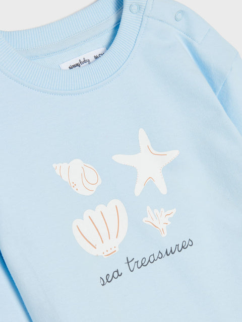 Sinsay Baby Girl's Pale Blue Decorative Print Sweatshirt | Sinsay In Lebanon