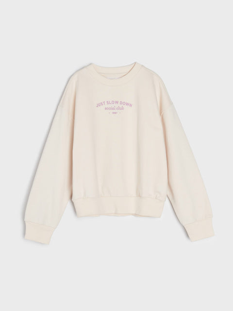 Sinsay Girl's Off White Sweatshirt With Embroidery | Sinsay In Lebanon