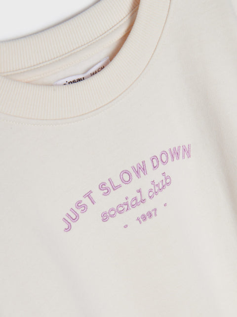 Sinsay Girl's Off White Sweatshirt With Embroidery | Sinsay In Lebanon