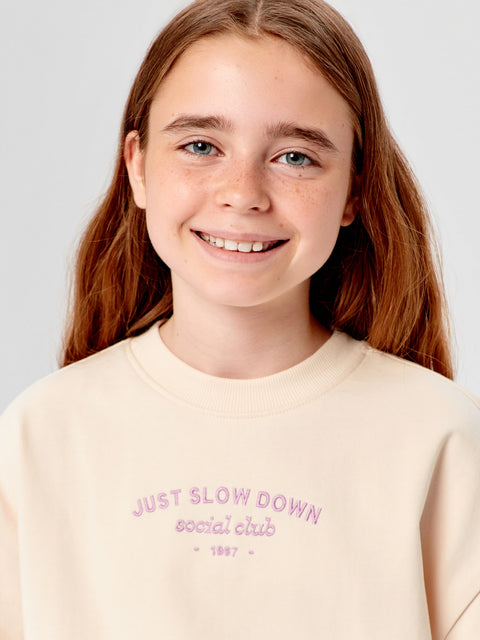 Sinsay Girl's Off White Sweatshirt With Embroidery | Sinsay In Lebanon