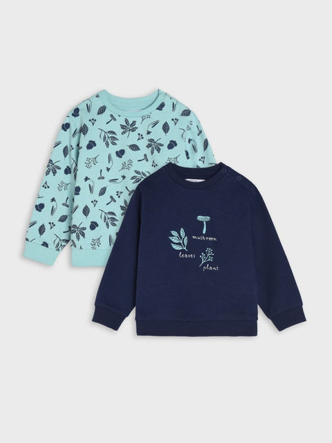 Sinsay Baby Girl's Aqua & Navy Printed Long Sleeve Sweatshirts 2 Pack |Sinsay In Lebanon
