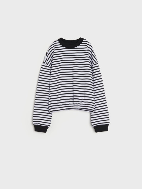 Sinsay Girl's Black & White Striped Jogging Sweatshirt | Sinsay In Lebanon