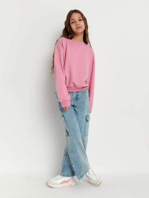 Sinsay Girl's Pink Long sleeve Crew Neck Sweatshirt |Sinsay In Lebanon