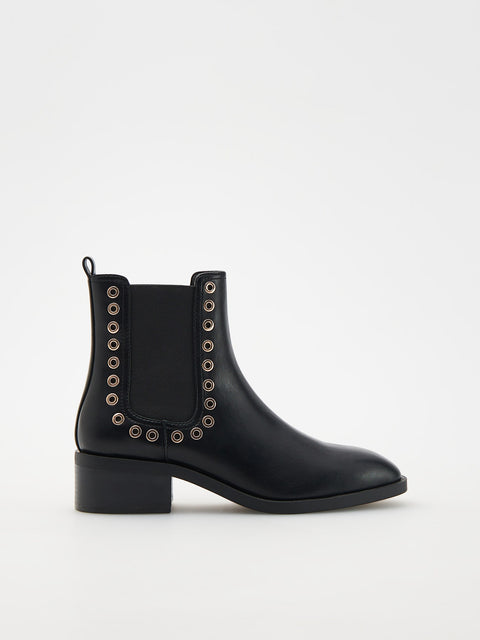 Reserved Women's Black Ankle Boots With Decorative Details | Reserved In Lebanon