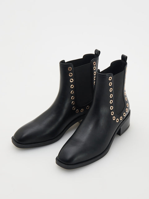 Reserved Women's Black Ankle Boots With Decorative Details | Reserved In Lebanon