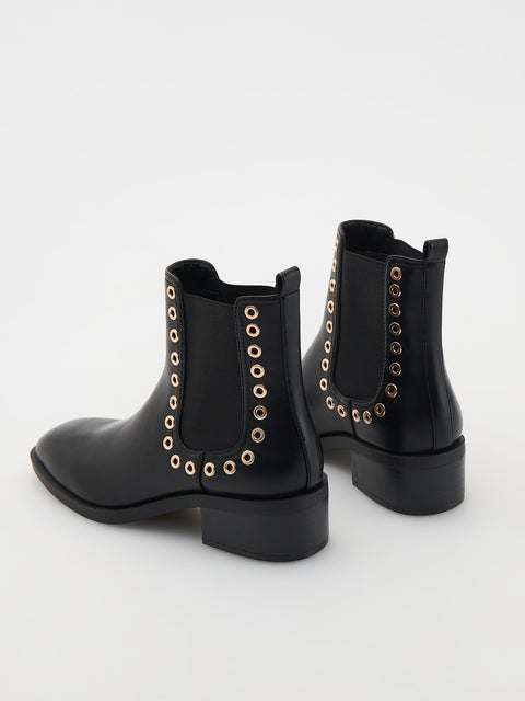 Reserved Women's Black Ankle Boots With Decorative Details | Reserved In Lebanon