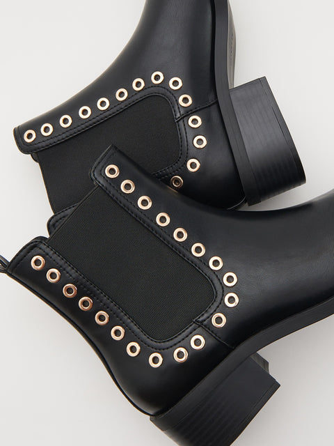 Reserved Women's Black Ankle Boots With Decorative Details | Reserved In Lebanon