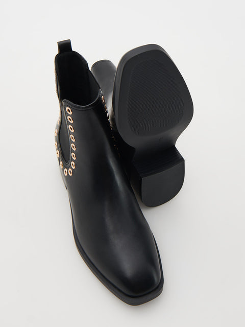 Reserved Women's Black Ankle Boots With Decorative Details | Reserved In Lebanon