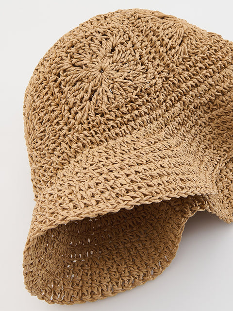 Brown knitted cap on a white background