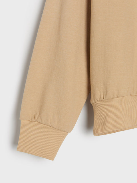 Close-up of a beige jacket on a white background