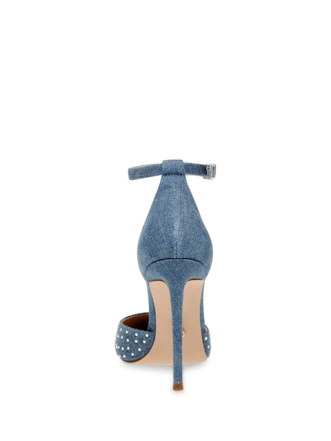 Steve Madden Women's Blue Denim Rhinestone Ravaged Heel |Steve Madden In Lebanon