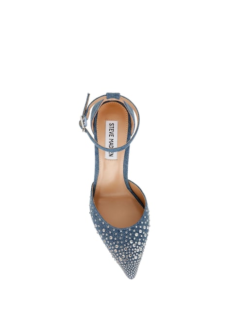 Steve Madden Women's Blue Denim Rhinestone Ravaged Heel |Steve Madden In Lebanon