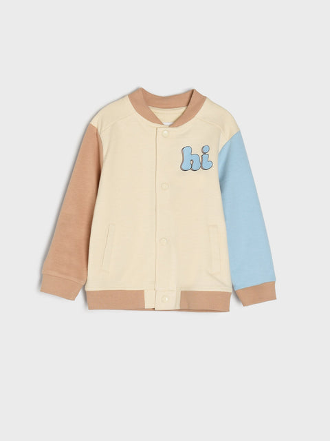 Sinsay Fox & Bunny Baby Boy's Beige & Blue Snap Fasting Baseball Jacket | Sinsay In Lebanon
