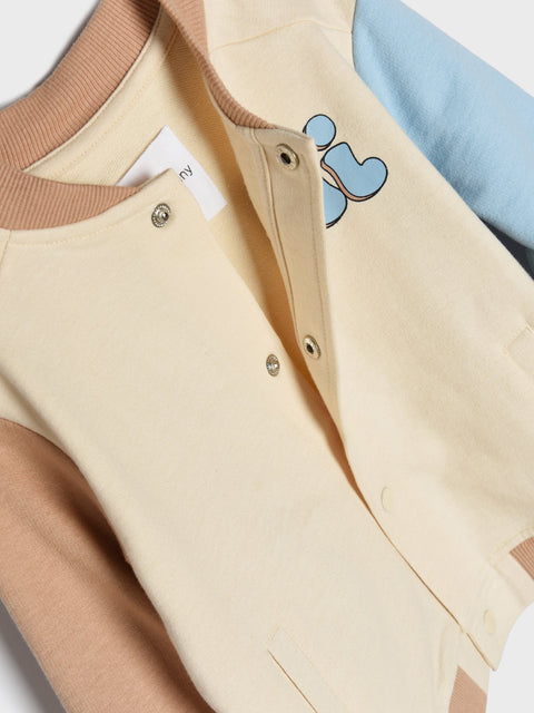 Sinsay Fox & Bunny Baby Boy's Beige & Blue Snap Fasting Baseball Jacket | Sinsay In Lebanon