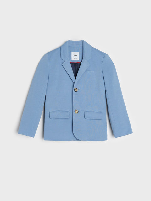 Light blue blazer on a light gray background