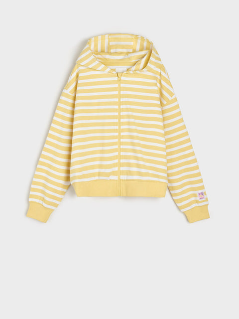 Sinsay Girl's Yellow & White Striped Zip Up Jacket | Sinsay In Lebanon