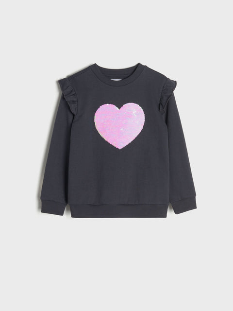 Sinsay Girl's Dark Grey Sequin Sweatshirt | Sinsay In Lebanon