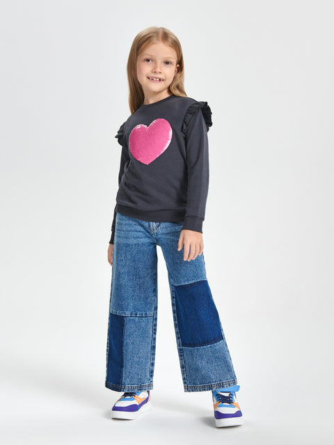 Sinsay Girl's Dark Grey Sequin Sweatshirt | Sinsay In Lebanon