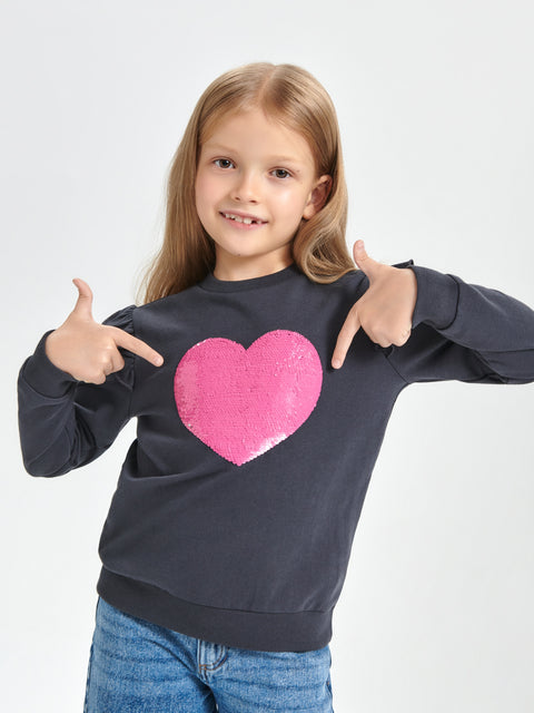 Sinsay Girl's Dark Grey Sequin Sweatshirt | Sinsay In Lebanon