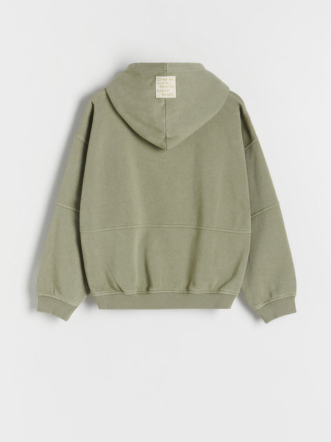 Green hoodie on a light gray background