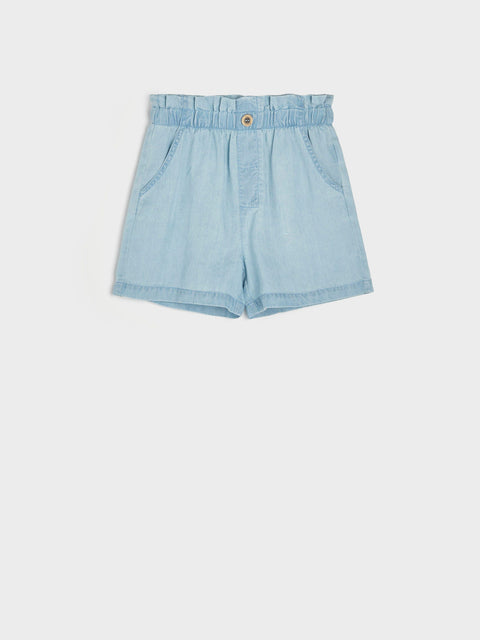 Light blue shorts on a white background