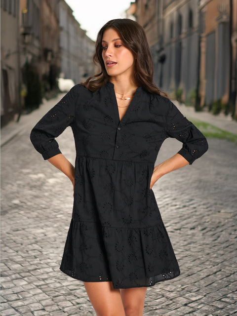 Sinsay Women's Black Openwork Mini Dress  | Sinsay in Lebanon