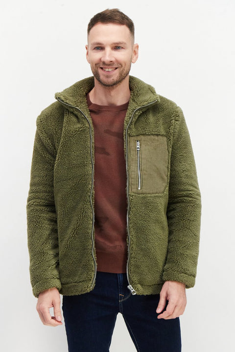 Topman Men's Olive Green Fleece Jacket | Topman In Lebanon