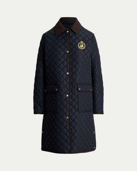 Lauren Ralph Lauren Women's  Navy Collared Quilted Coat | Lauren Ralph Lauren In Lebanon