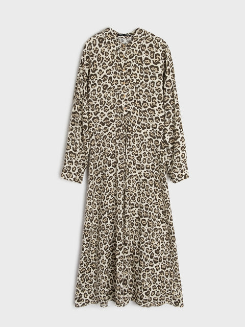 Sinsay Women's Beige/Brown Leopard print midi Dress  | Sinsay in Lebanon