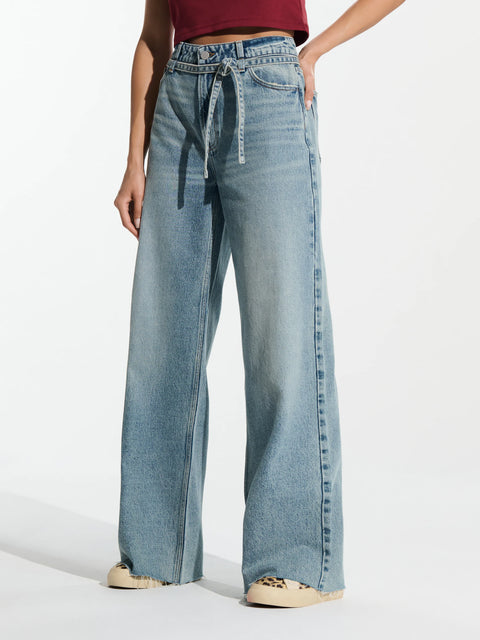 Sinsay Women's Blue Wide Leg Jeans With Belt | Sinsay In Lebanon
