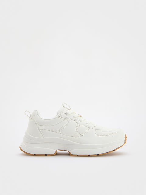 Reserved Women's White Faux Leather Sneakers  | Reserved In Lebanon