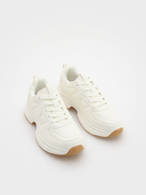 Reserved Women's White Faux Leather Sneakers  | Reserved In Lebanon