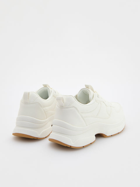 Reserved Women's White Faux Leather Sneakers  | Reserved In Lebanon