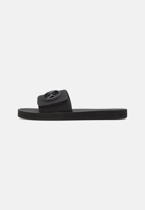 Michael Kors Women's Black MK Charm Slide Flat Sandals | Michael Kors In Lebanon