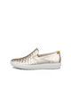 Ecco Women's Gold Woven Leather Slip-On Casual Shoes
