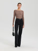 Sinsay Women's Taupe Long Sleeve Ribbed Blouse