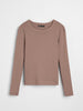 Sinsay Women's Taupe Long Sleeve Ribbed Blouse