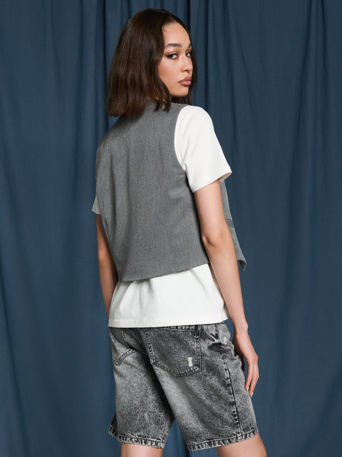 Sinsay Women's Gray Suit Vest|Sinsay In Lebanon