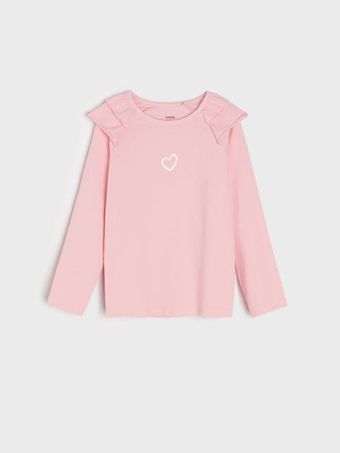Sinsay Girl's Pastel Pink Long Sleeve Blouse With Ruffles | Sinsay In Lebanon