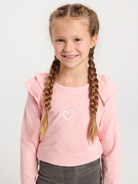 Sinsay Girl's Pastel Pink Long Sleeve Blouse With Ruffles | Sinsay In Lebanon